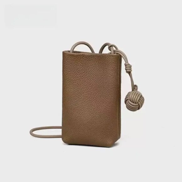 New! Tan Brown Faux Soft PU Leather Mini Crossbody Phone Coin Purse Bag - Picture 5 of 7